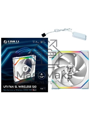 Вентилятор для корпуса Lian Li Uni Fan SL Wireless 120 ARGb белый, 120 мм, 2000 об/мин, 28.5 дБ, 4 pin