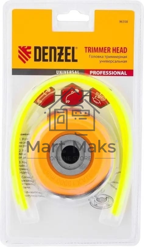 Головка триммерная Denzel универсальная алюминиевый корпус, леска до 4 мм D