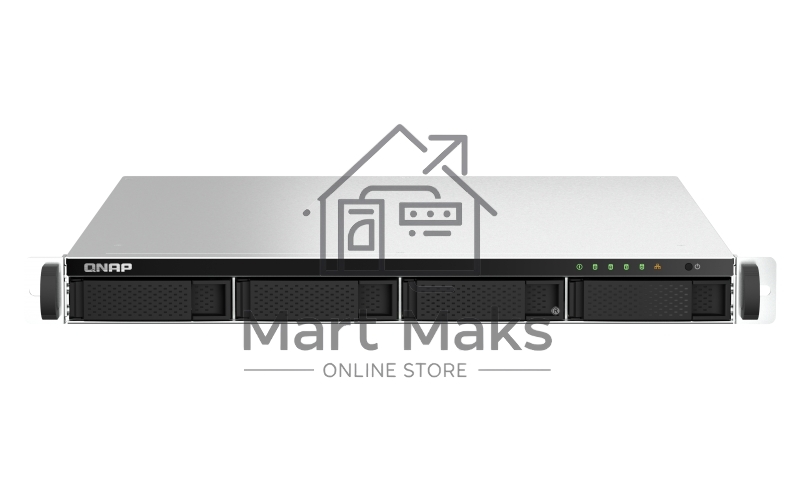 Сетевое хранилище SMB QNAP TS-464U-8G NAS 4 HDD trays, rackmount 1U, 1 PSU. 4-core Intel Celeron N5105/N5095 2.0-2.9 GHz, 8 GB RAM MAX, 2x2.5GbE, 2xUSB 3.2 Gen 2 (10Gbps), 2xUSB 2.0, 1xHDMI, PCIe Gen 3 x2, W/o rail kit RAIL-B02