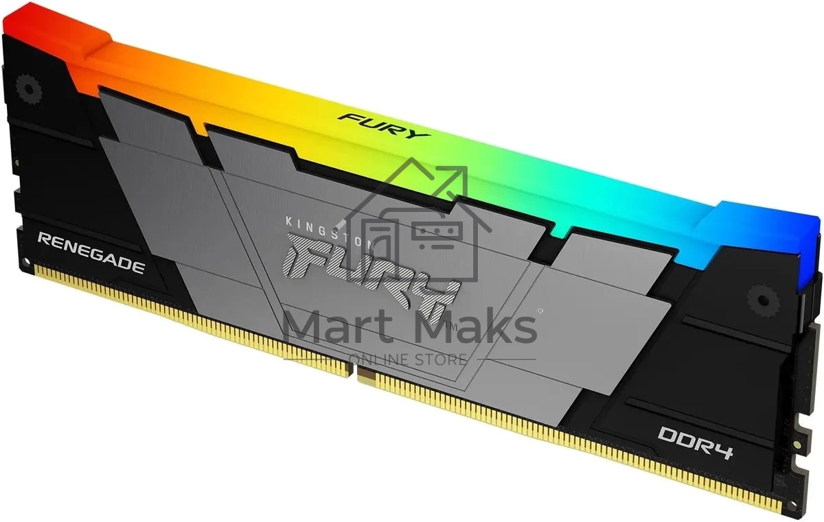 Оперативная память Kingston Fury Renegade, DDR4, 8GB (1x8GB), 3600MHz, CL16, DIMM, с радиатором, RGB, серебристый/черный