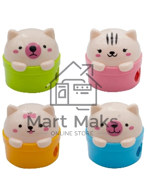 Точилка для карандашей ручная Silwerhof Cute Солнечная коллекция, 2 отверстия, пластик, ассорти, коробка