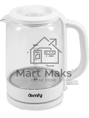Чайник электрический Domfy DSW-EK304 1.7л. 2200Вт белый (корпус: стекло)