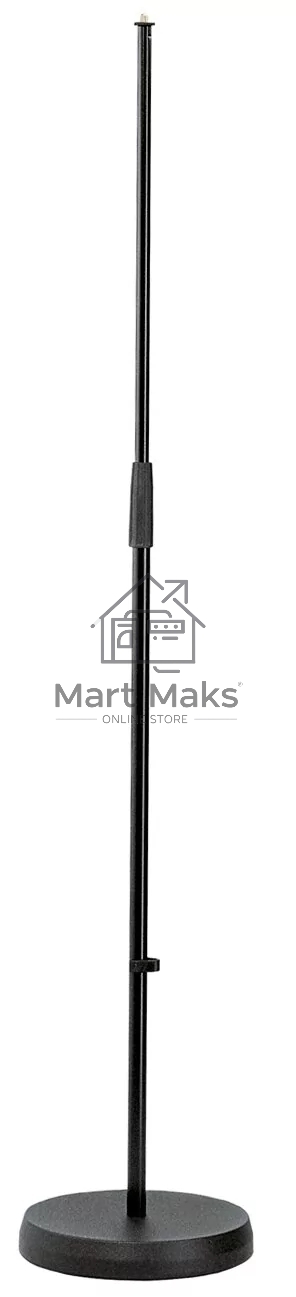 Прямая микрофонная стойка K&M 26000-300-55 высота от 870 до 1565 мм, тяжелое чугунное круглое основание, материал стойки - сталь, цвет черный