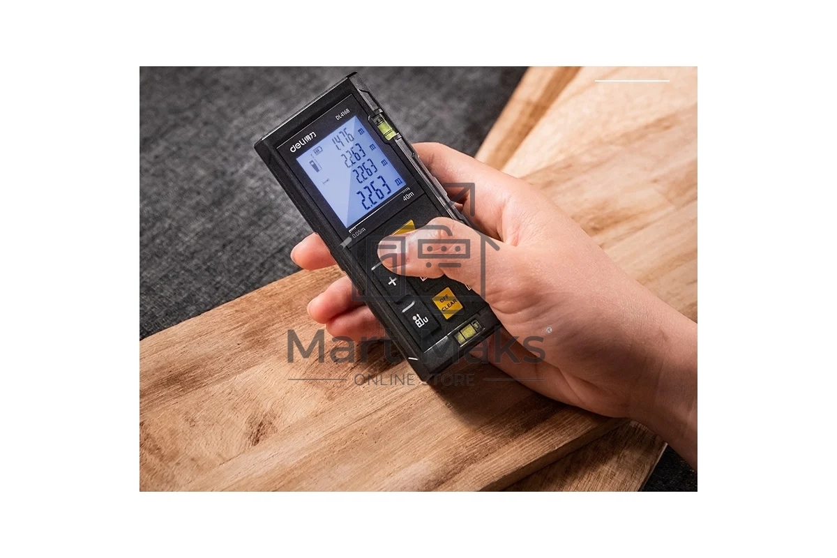 Лазерный дальномер Deli DL4168 (Диапазон измерения 0,05~40м, точность измерения: ±3мм)