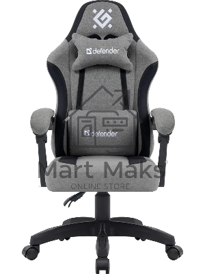 Кресло игровое Defender Lumen на колесиках, ткань, серый/черный