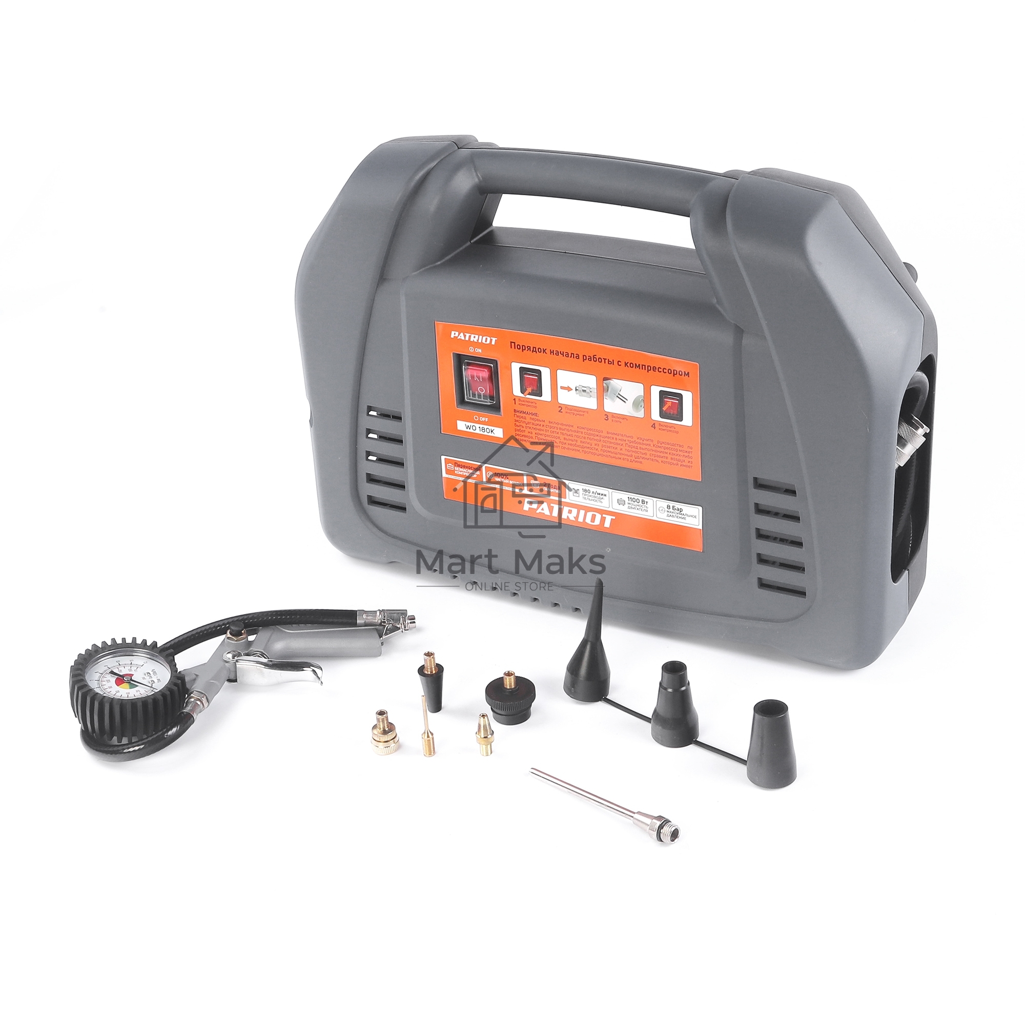 Компрессор поршневой Patriot WO 180K безмасляный 180л/мин 1100Вт синий/черный