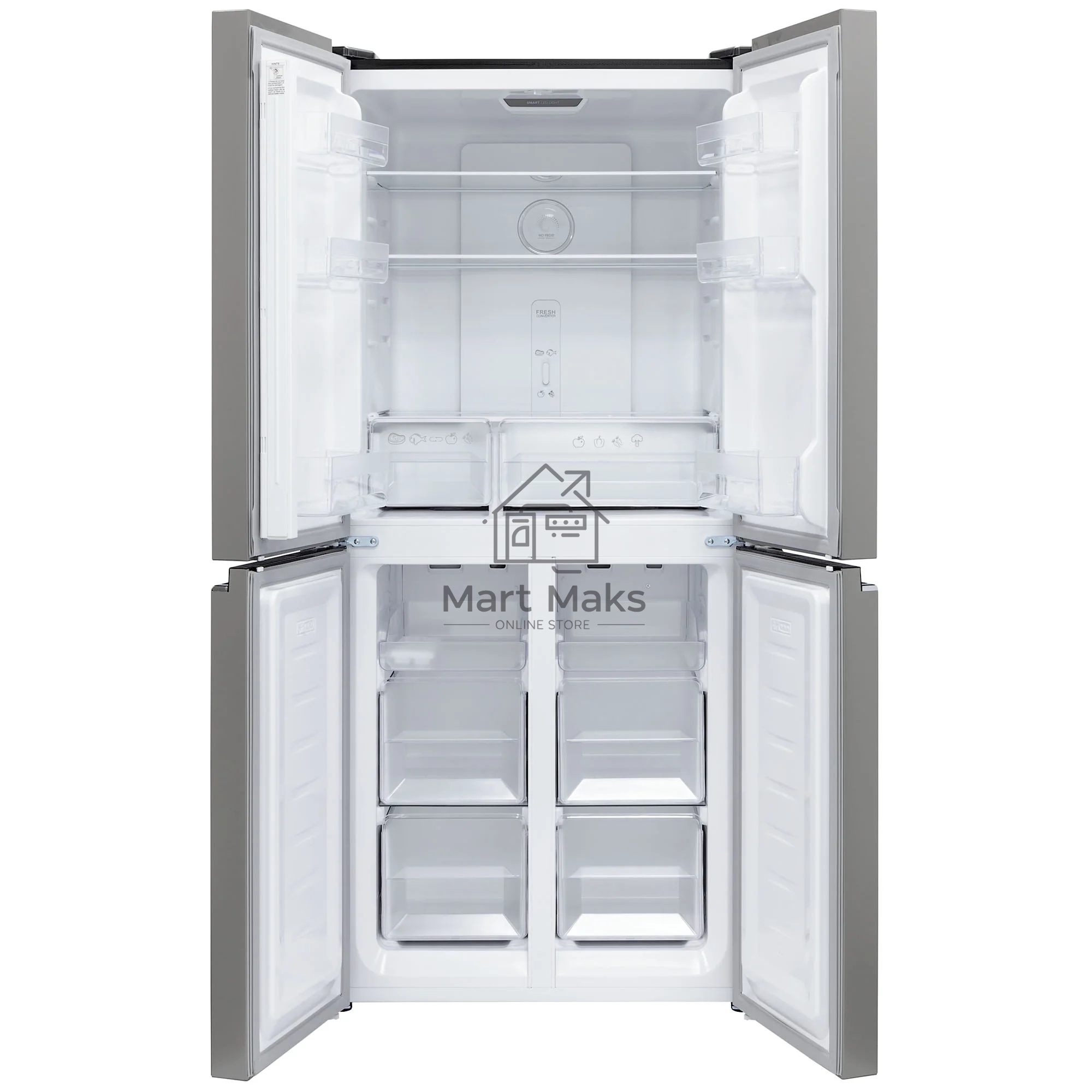 Холодильник KRONA EISKALT 7970 XD TNF GLASS BL Cross Door черный трехкамерный 268/133л морозилка снизу, No Frost, Side by Side