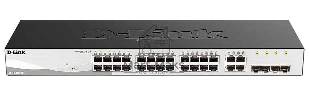 Коммутатор D-Link DGS-1210-28/F3A, 24×1 Гбит/с + 4×1 Гбит/с Combo, настраиваемый
