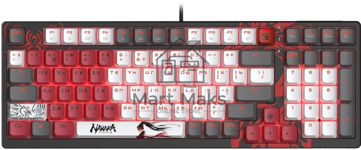 Клавиатура A4Tech Bloody S98 Naraka BLMS Plus механическая черный/красный USB for gamer LED (S98 NARAKA BLMS RED PLUS)