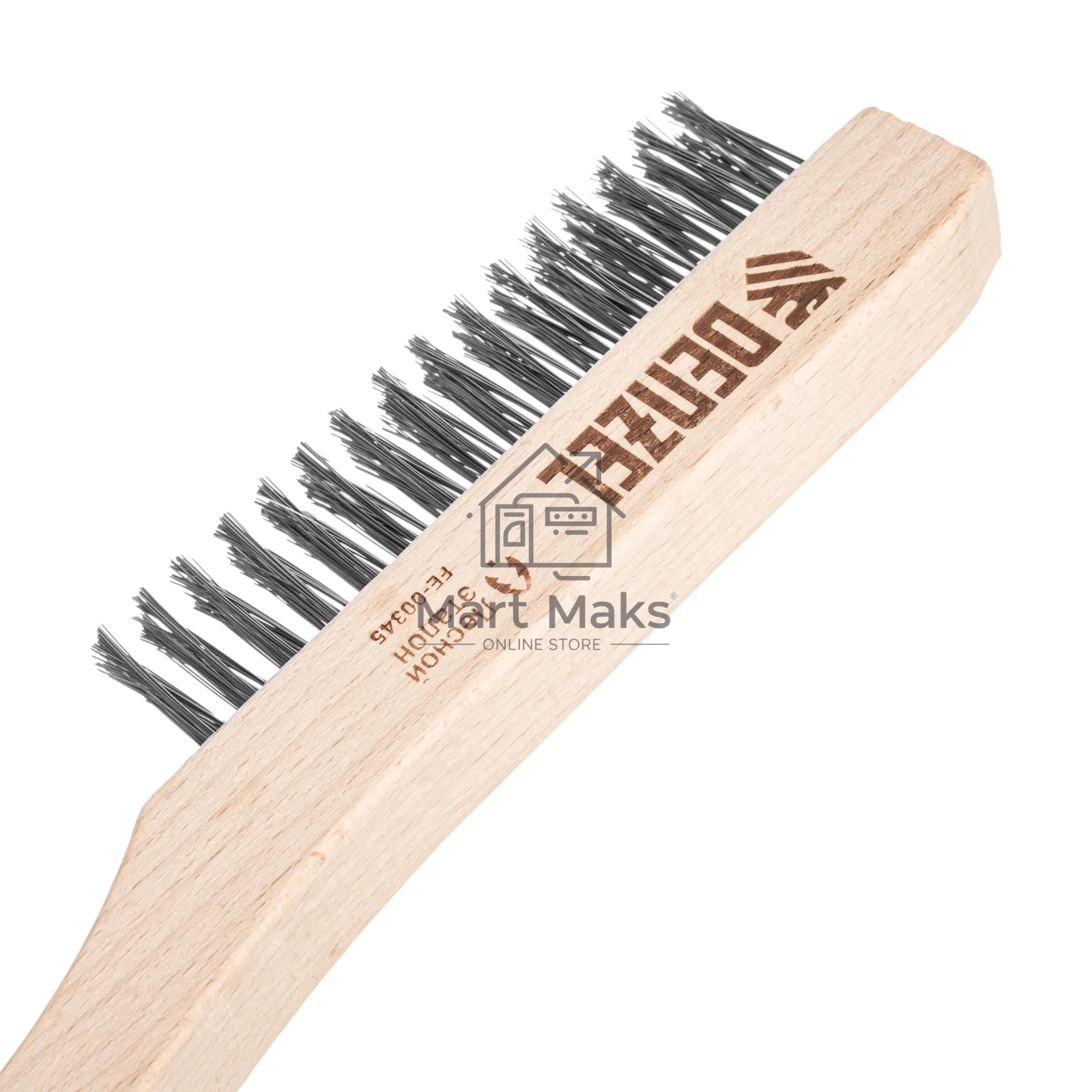 Щетка зачистная Denzel 3-х рядная, прямая проволока из нержавеющей стали с деревянной ручкой, EFP