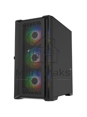 Компьютерный корпус Powercase ByteFlow Micro Black, Tempered Glass, 4х 120мм ARGb fans, ARGb HUB, черный, mATX (CAMBFB-A4)