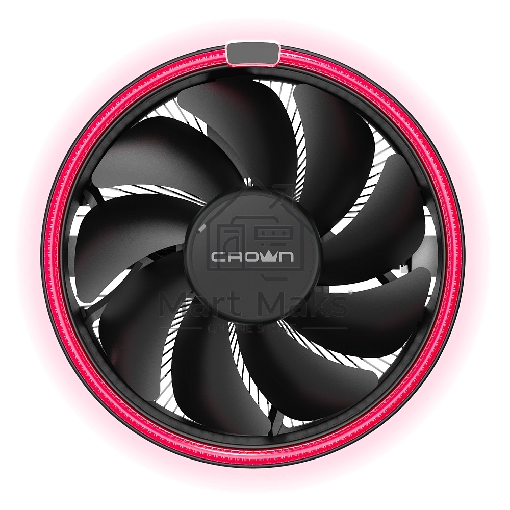 Кулер для процессора Crown CM-1150PWM RED v2 черный, 105 мм, алюминий, 1800 об/мин, 26.3 дБ, 4 pin, 115 Вт, 70 мм