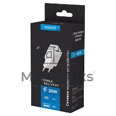 Сетевое зарядное устройство Maxvi A354PD Type-C 20W PD3.0 + USB 2.4A, белый