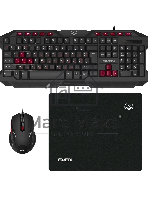 Комплект клавиатура + мышь SVEN GS-9200 игровые клавиатура, мышь и коврик