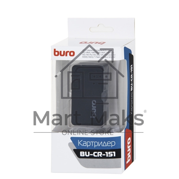 Устройство чтения карт памяти USB2.0 Buro BU-CR-151 черный