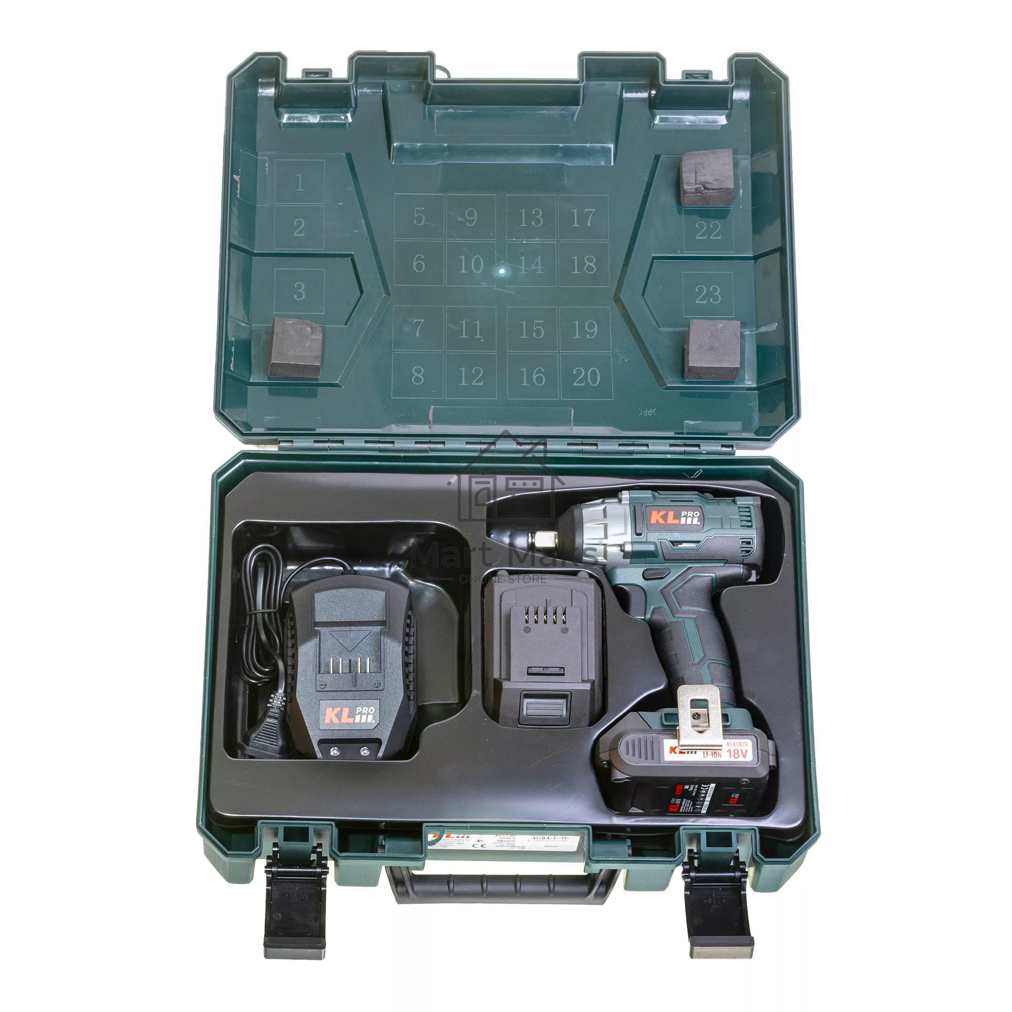 Профессиональный бесщеточный гайковерт аккумуляторный KLPRO KLSS18B-20 (18В, Li-ion-2шт, 2.0А·ч, 250Нм, 2 скорости, подсветка,З/У,в кейсе)