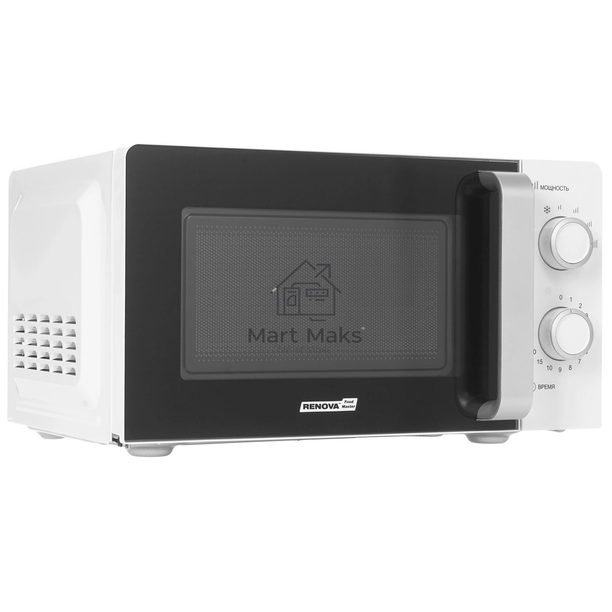 Микроволновая печь Renova MMS-20W1 белый/черный, 20 л, 700 Вт, переключатели - поворотный механизм