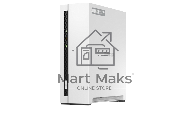 Сетевое хранилище SMB QNAP TS-133 NAS 1 HDD tray. ARM 4-core Cortex-A55 1.8GHz, ram 2 GB (max), 1x1GbE, 1xUSB 2.0 port,1xUSB 3.2 Gen 1
