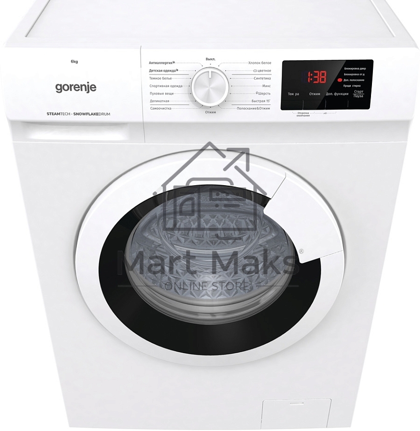 Стиральная машина Gorenje WHE60SFS белый загр. фронтальная макс.: 6 кг 1000об/мин класс: А+++