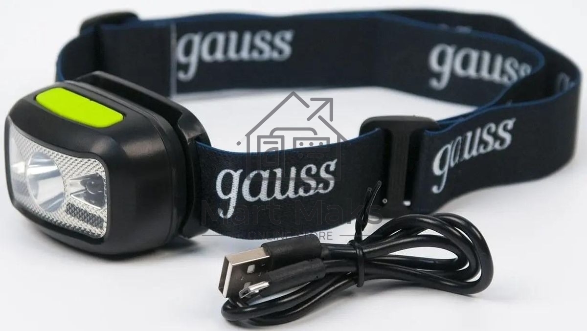 Фонарь налобный GAUSS GFL402 3W 220lm Li-ion 1200mAh LED