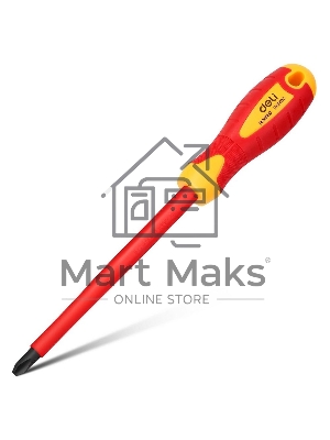 Диэлектрическая крестовая отвертка Deli DL518150 PH3х150мм сталь Cr-V, сертификат VDE для работ под напряжением до 1000 В