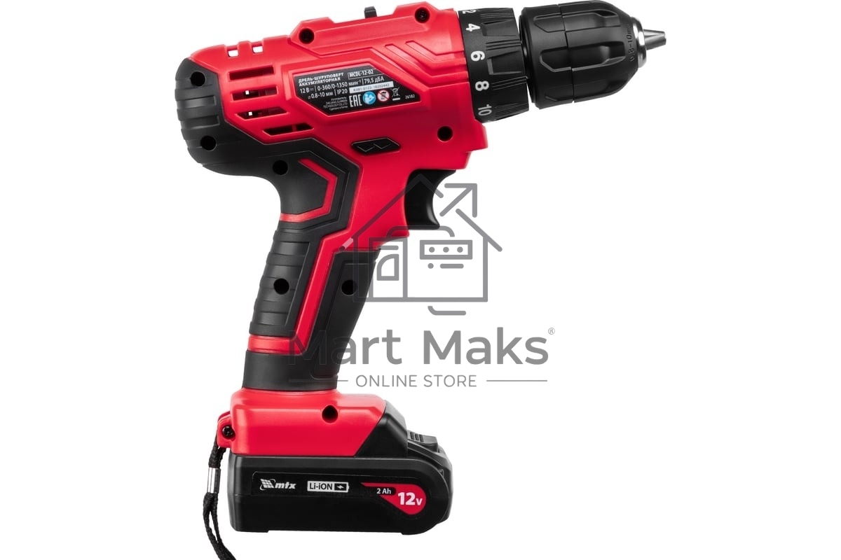 Дрель-шуруповерт аккумуляторная MTX MCDL-12-02, Аккумуляторная, 12В, 2 АКБ, Кейс