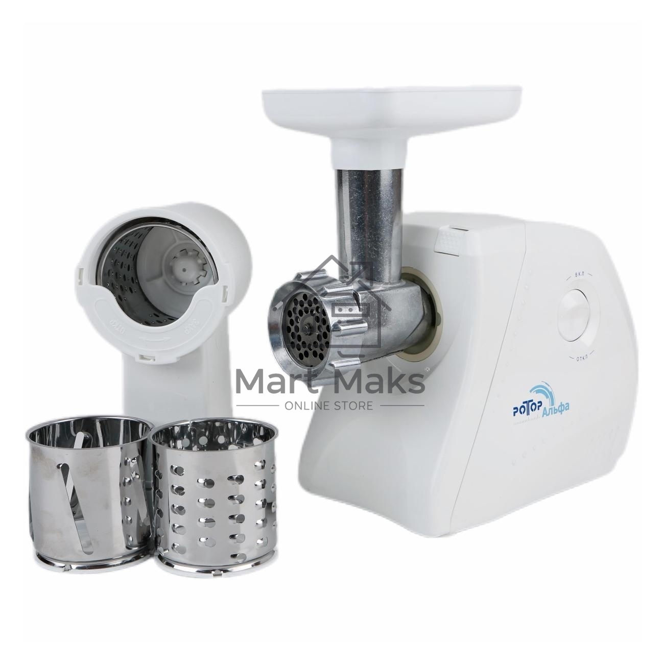Мясорубка электрическая Ротор Альфа ЭМШ 35/250-4 белый, 1500 Вт, 0.6 кг/мин, защита от перегрузки, насадки - 4