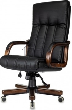 Кресло руководителя Бюрократ T-9932Walnut черный, эко.кожа, крестов. металл/дерево