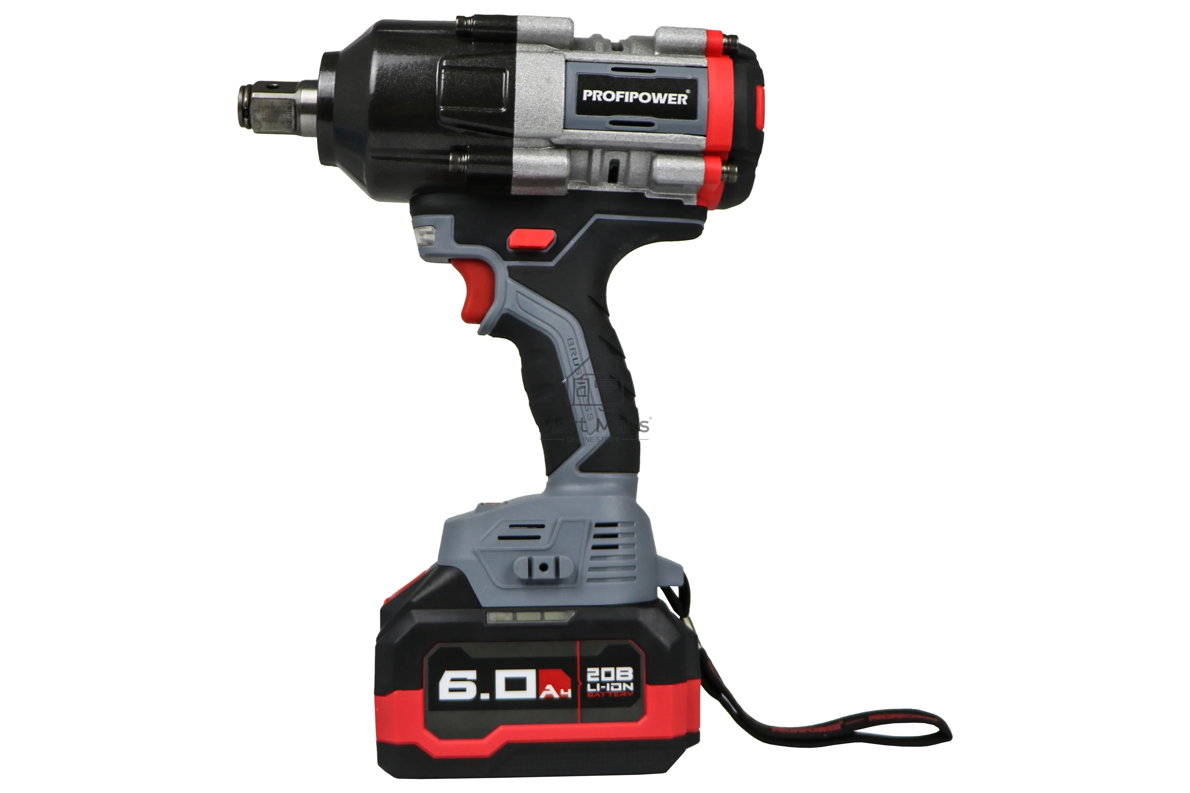 Аккумуляторный бесщеточный ударный гайковерт ProfiPower T-1200N (18В,Li-ion-1шт, 6.0А·ч, 1200Нм, переходник 3/4