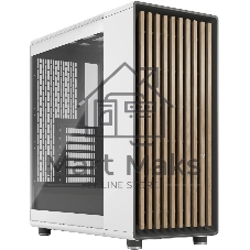 Компьютерный корпус без блока питания Case Fractal Design North TG Clear Tint, Midi-Tower, 2x140мм, 2xUSB-A 3.2 + 1xUSB 3.2 Type-C ATX, mATX, mITX Wood panel, Chalk белый