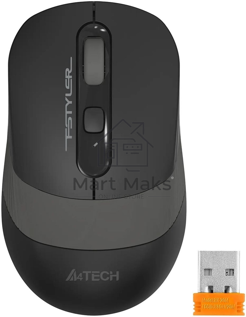 Мышь беспроводная A4Tech Fstyler FG10S черный/серый, 2000 dpi, радиоканал, USB, кнопки - 4
