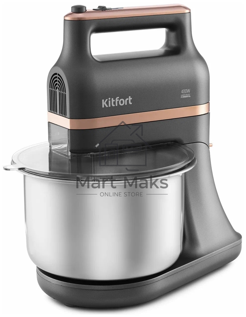 Миксер Kitfort КТ-1369 Мощность: 400 Вт.Ёмкость чаши: 3,5 л.Материал чаши: нерж.сталь.