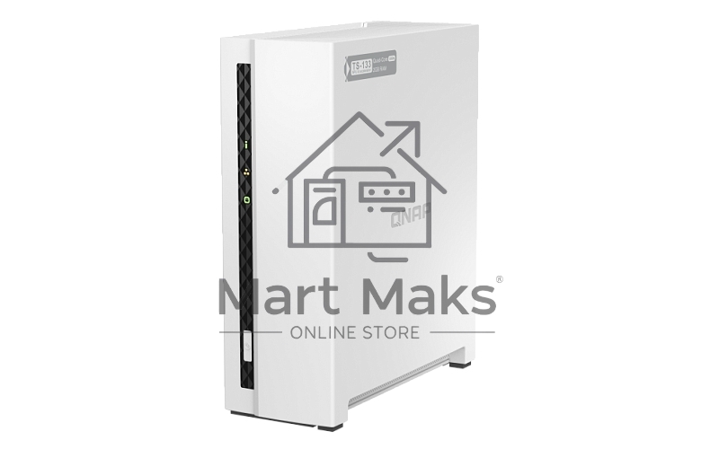 Сетевое хранилище SMB QNAP TS-133 NAS 1 HDD tray. ARM 4-core Cortex-A55 1.8GHz, ram 2 GB (max), 1x1GbE, 1xUSB 2.0 port,1xUSB 3.2 Gen 1