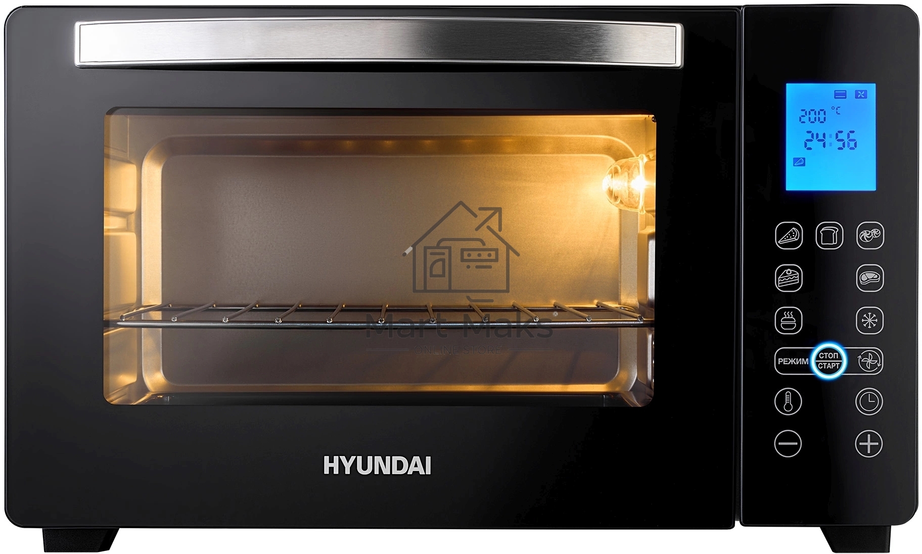 Мини-печь Hyundai MIO-HY096 28л. 1600Вт черный