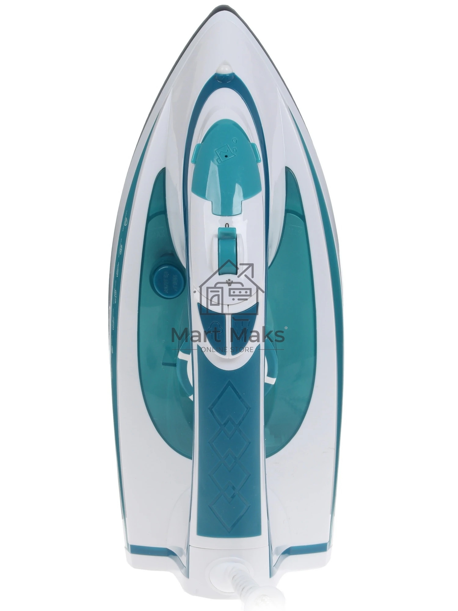 Утюг Delta LUX DL-352 бирюзовый (бирюзовый 2200 Вт, подошва с керамическим покрытием, сухое глажение, разбрызгивание воды, отпаривание, антинакипь, антикапля, паровой удар, самоочистка, вертикальное отпаривание, свет. индикатор,терморегулятор, мерный стак