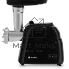 Мясорубка электрическая Vitek VT-3621 черный/серебро, 1800 Вт, 1.8 кг/мин, реверс, защита от перегрузки, насадки - 5