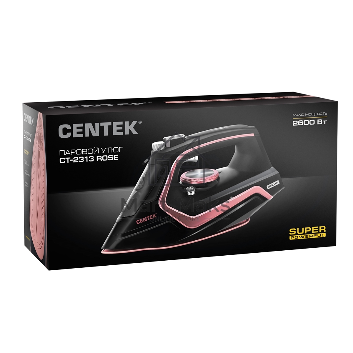 Утюг Centek CT-2313 розовый/черный, 2400 Вт, 50 г/мин, 185 г/мин, 350 мл