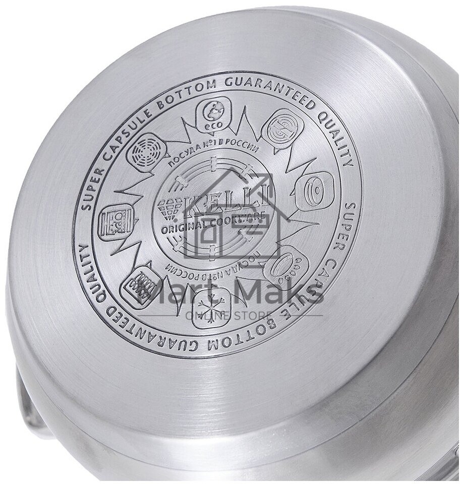 Набор посуды Kelli KL-4209 6 пред. Кастрюля с жаропрочной стекл. крышкой 2.1 л. Кастрюля с жаропрочной стекл. крышкой 3 л. Кастрюля с жаропрочной стекл. крышкой 4 л. Высококачественная нерж. сталь 18/10. 5-ти слойное капсульное дно.