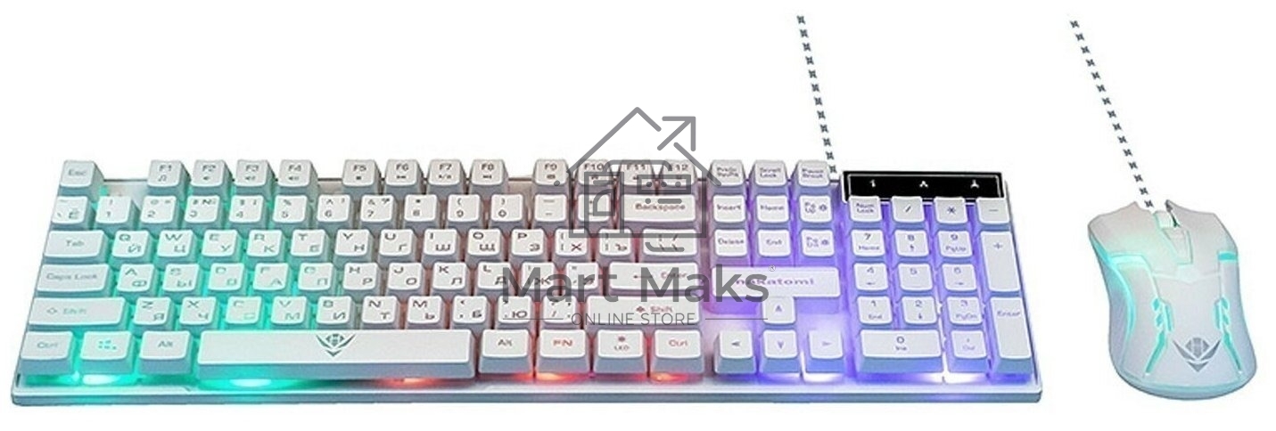 Комплект клавиатура+мышь Nakatomi KMG-2305U проводной, USB, 1600 DPI, белый