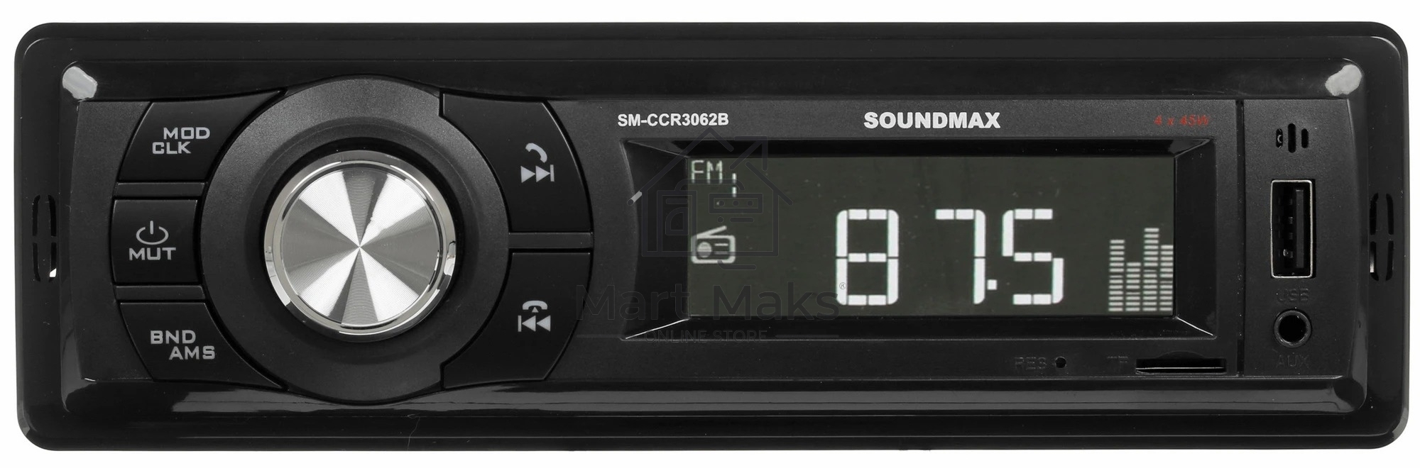 Автомагнитола Soundmax SM-CCR3062B, 1 DIN, Bluetooth, USB Type-A, AUX
