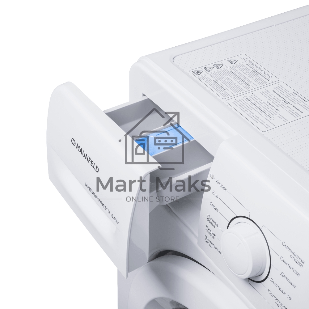 Стиральная машина Maunfeld MFWM106WH051D белая, загрузка фронтальная 6кг, 1000 об/мин., класс: A++
