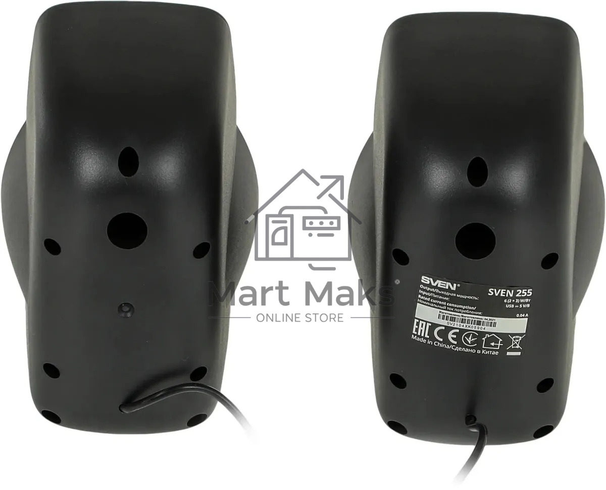 Колонки чёрные Sven 255 (2x3W, RGB подсветка, USB)