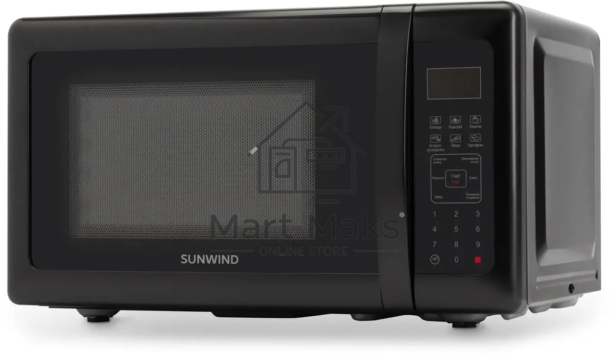 Микроволновая печь SunWind SUN-MW007 черный, 20 л, 700 Вт, переключатели - сенсор