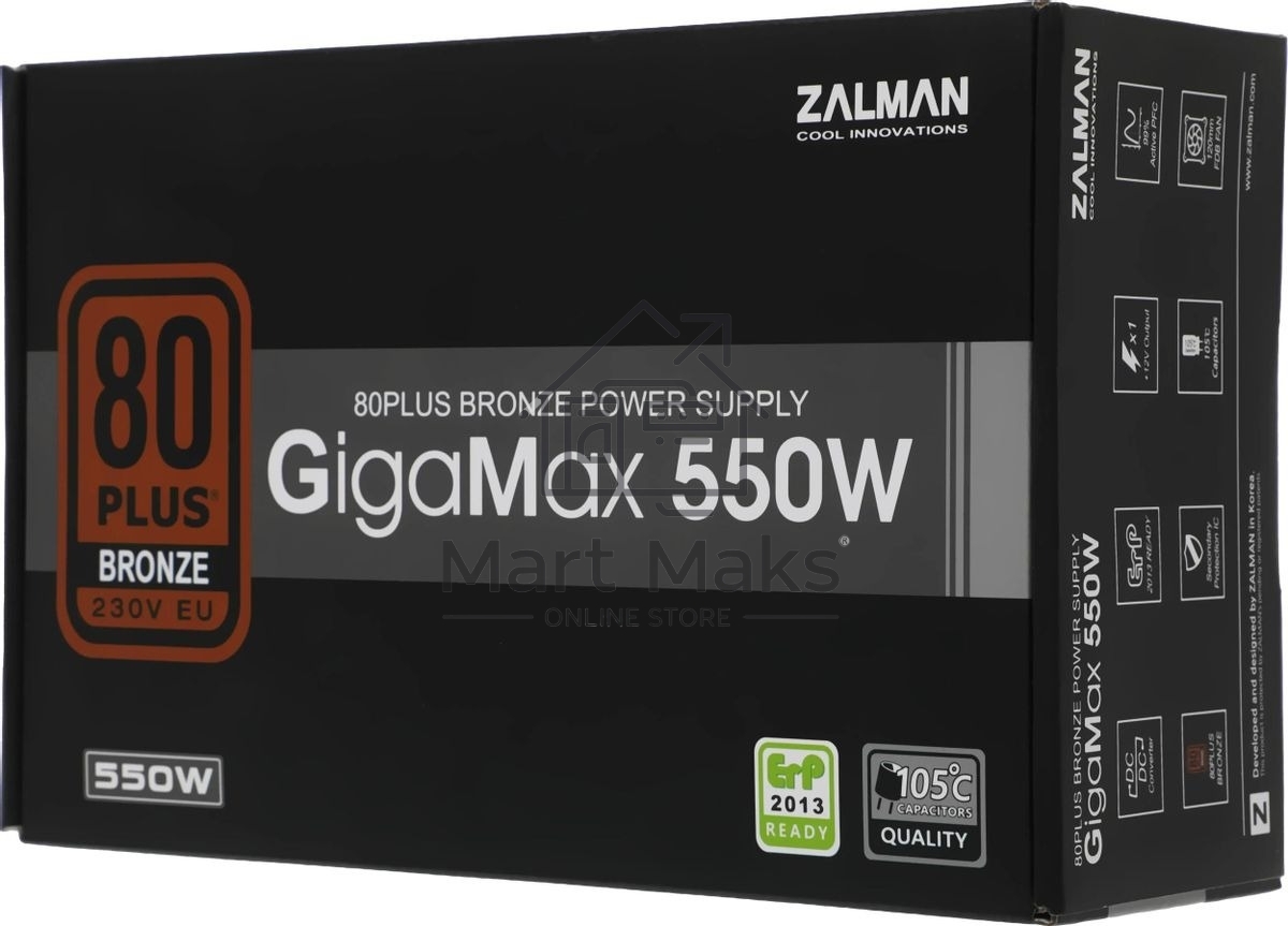 Блок питания Zalman ZM550-GVII, 550Вт, 80 PLUS Bronze, 120мм, черный