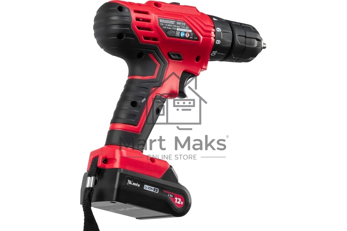 Дрель-шуруповерт аккумуляторная MTX MCDL-12-02, Аккумуляторная, 12В, 2 АКБ, Кейс
