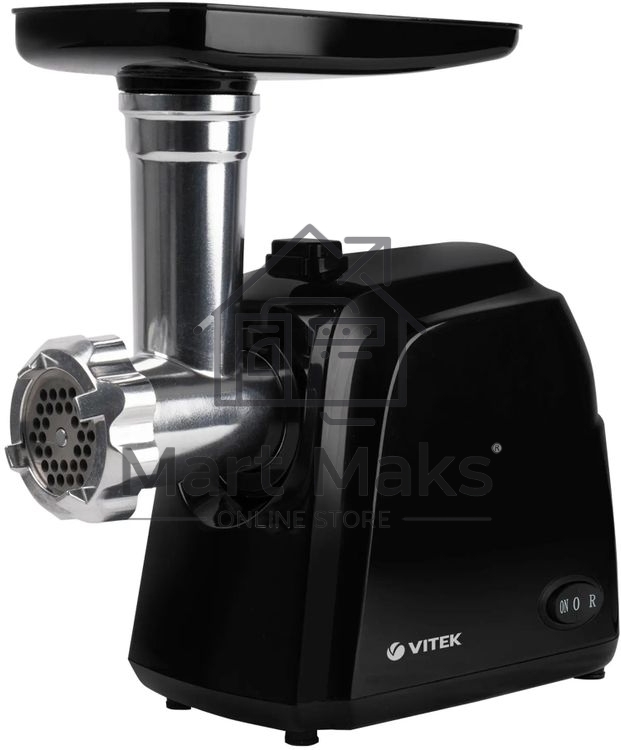 Мясорубка электрическая Vitek VT-3621 черный/серебро, 1800 Вт, 1.8 кг/мин, реверс, защита от перегрузки, насадки - 5