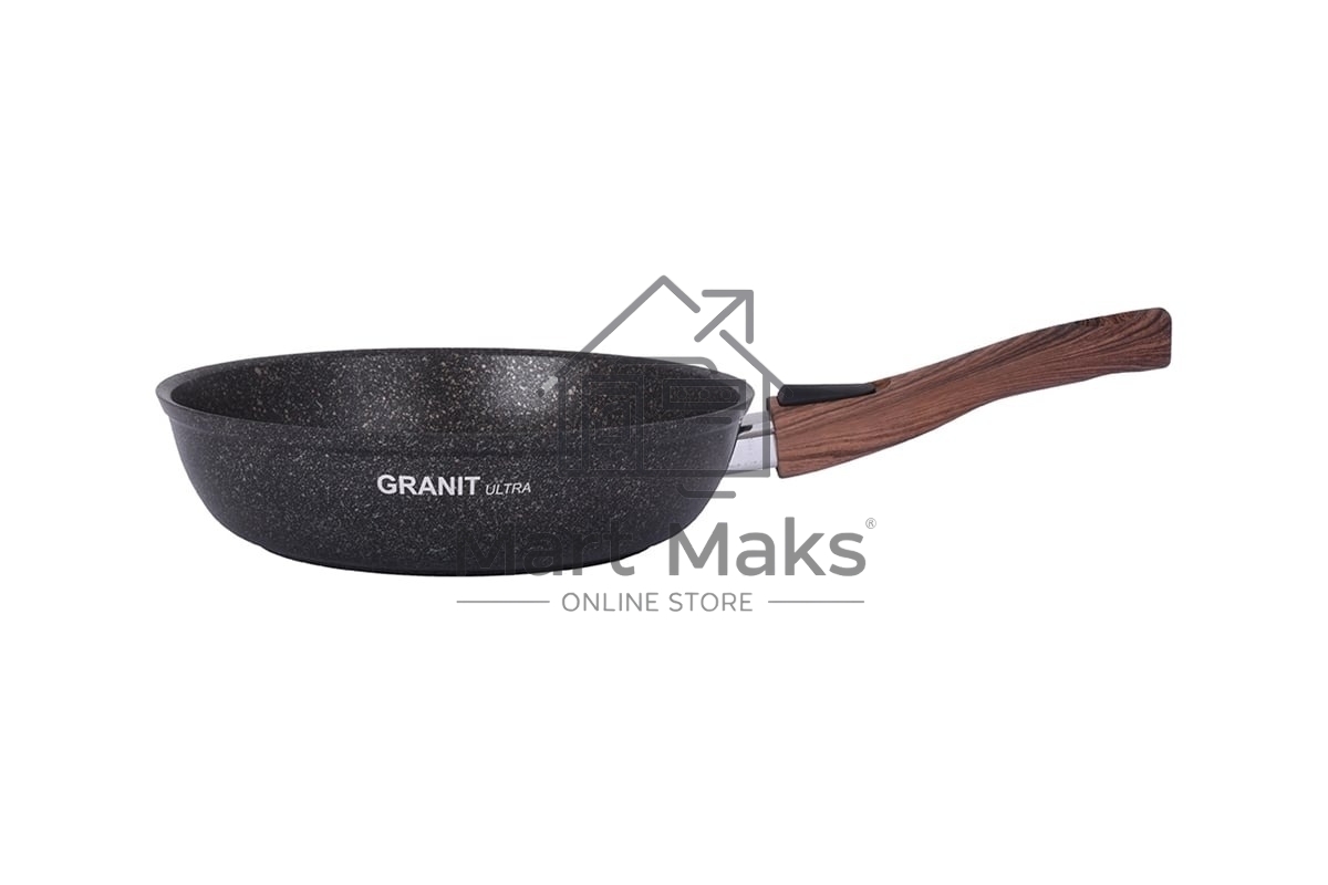 Сковорода KUKMARA Granit ultra сго282а, 28см, съемная ручка, без крышки, серый