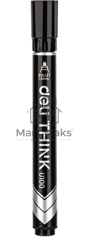 Маркер перманентный Deli Think EU10020, круглый пишущий наконечник, 2мм, черный