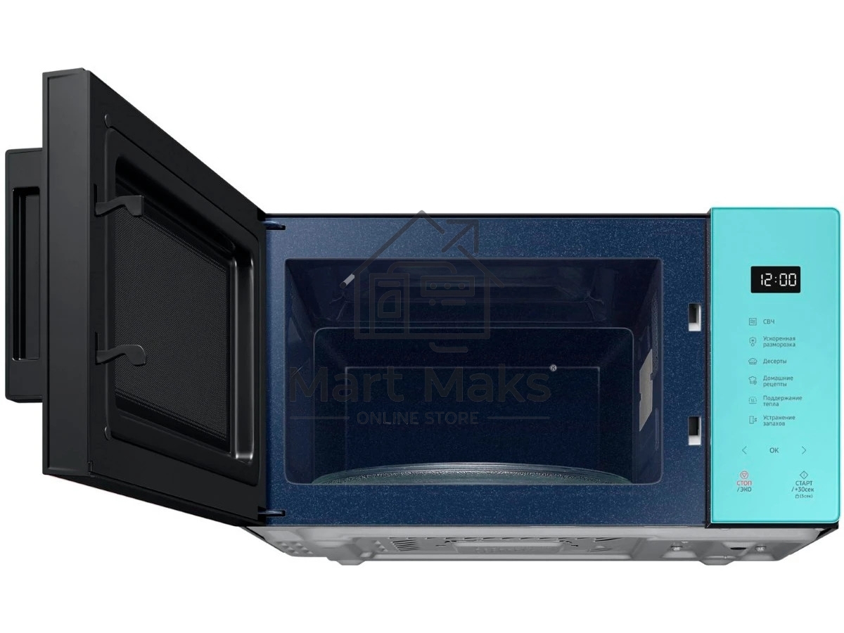 Микроволновая печь Samsung MS23T5018AN/BW голубой, 23 л, 800 Вт, переключатели - сенсор