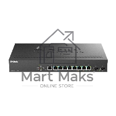 Коммутатор D-Link DMS-1250-10SP/A1A/6KV, 8×2,5 Гбит/с PoE+ + 2×10 Гбит/с SFP+, управляемый